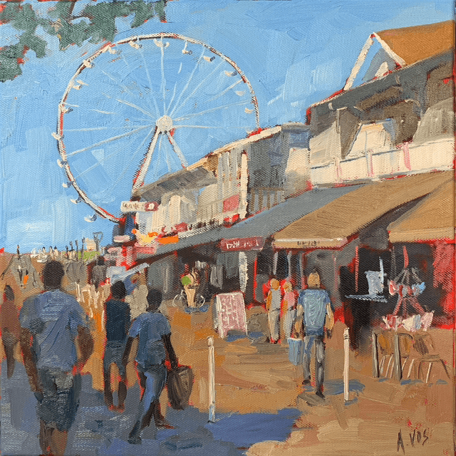 La rue piétonne à Biscarrosse-plage, reproduction